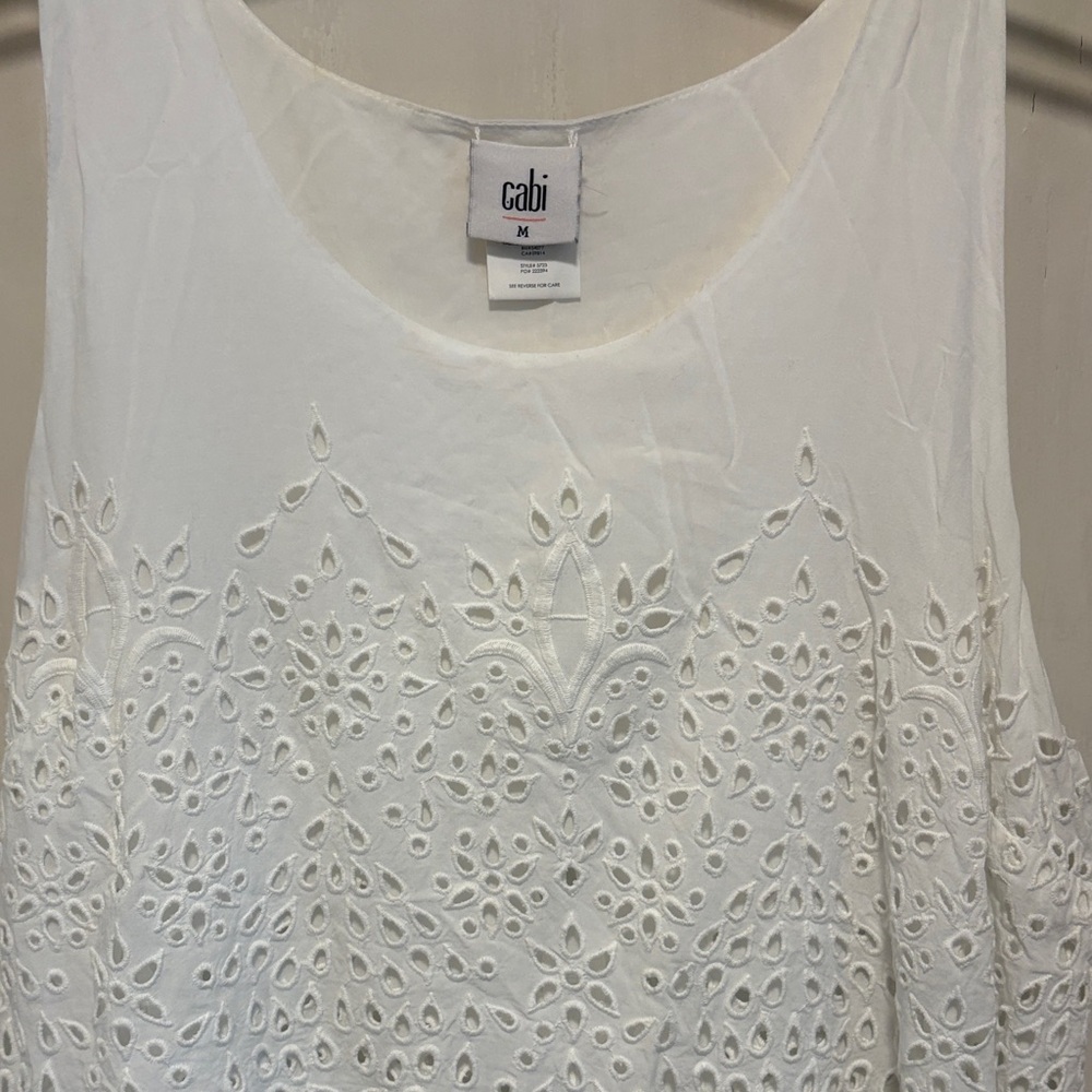 CAbi White Eyelet Flowy Layered Tank Top - Picture 3 of 8